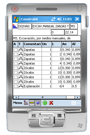 Programa Presupuestos y Mediciones para pocket PC / PDA
